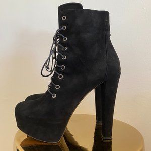 ERMANNO SCERVINO Black Suede Platform Boots